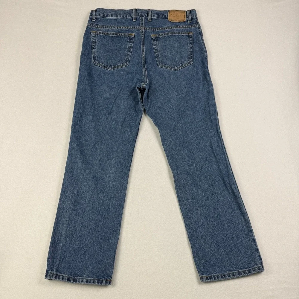 Arizona Mens Jeans Size 36x30 Straight Relaxed Fit Medium Wash Blue Denim‎